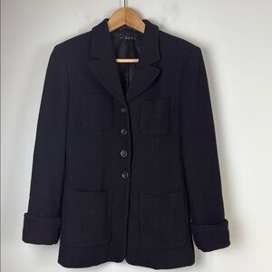Sisley Black Button Front Boucle Blazer Size IT 42